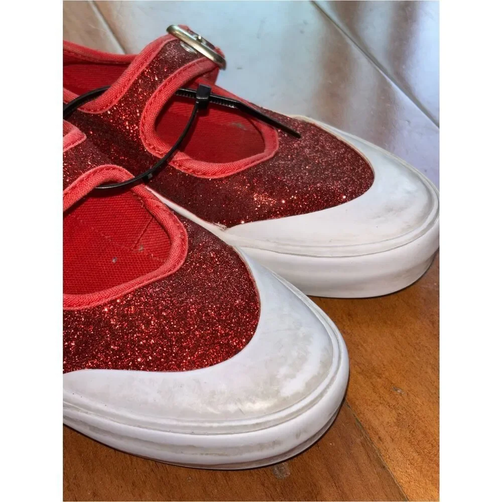 Vans Girls' Red Glitter Mary Jane Sneakers - Kids Shoes size 1